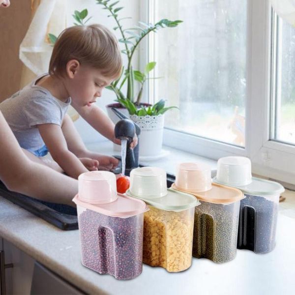 

storage bottles & jars 4pc grain household kitchen transparent waterproof container dry sealed tank set box