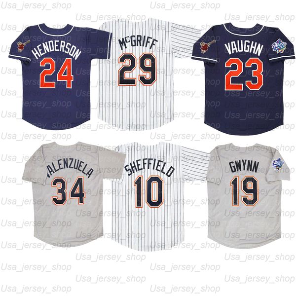 Retro 1998 Home Jersey 19 Tony Gwynn 10 Gary Sheffield 31 Dave Winfield 34 Fernando Valenzuela 51 Trevor Hoffman Maglie