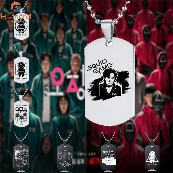 

pendant necklaces 20pcs/lot squid game fashion stainless steel tag for men women jewelry gift couple chain necklace, Silver