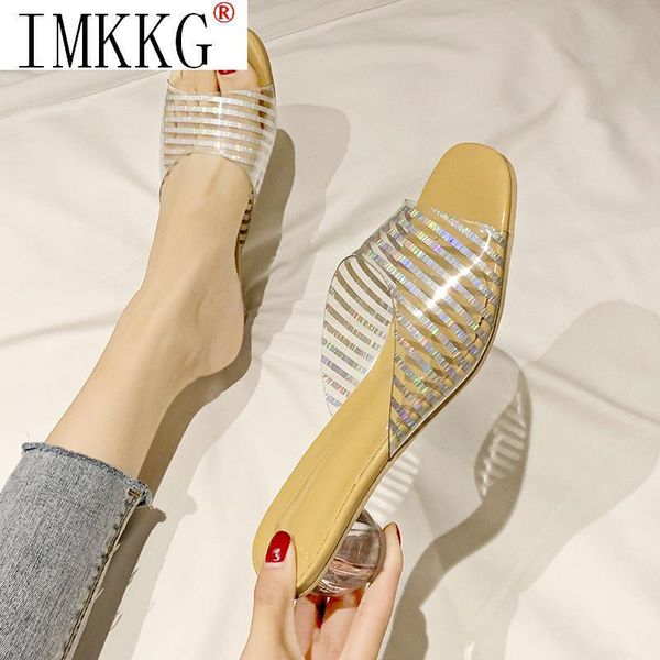 

slippers clear heels women sandals summer shoes woman transparent high pumps wedding jelly buty damskie square, Black