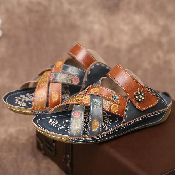 

slippers women summer low heels shoes woman slides vintage pu leather bohemia plus size sandalias mujer sapato feminino d896, Black