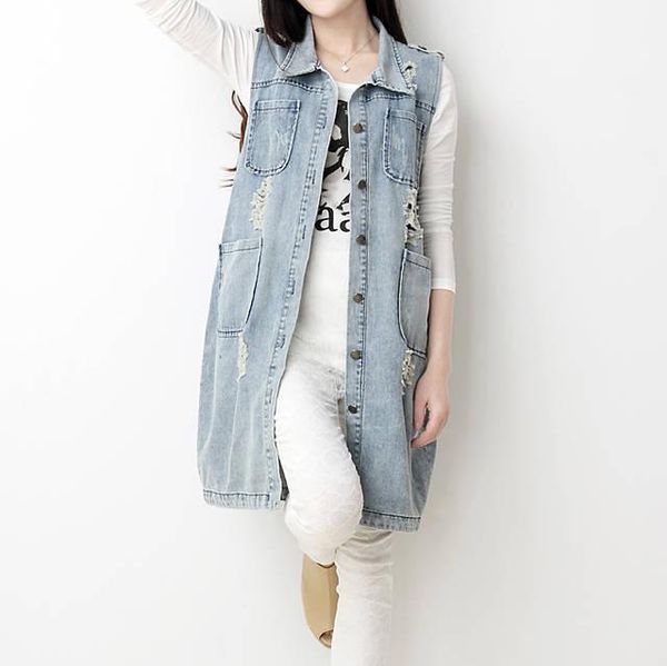 

women's jackets fashion plus size s-5xl vintage hole denim street clothing for women female long outerwear jacket, Black;brown