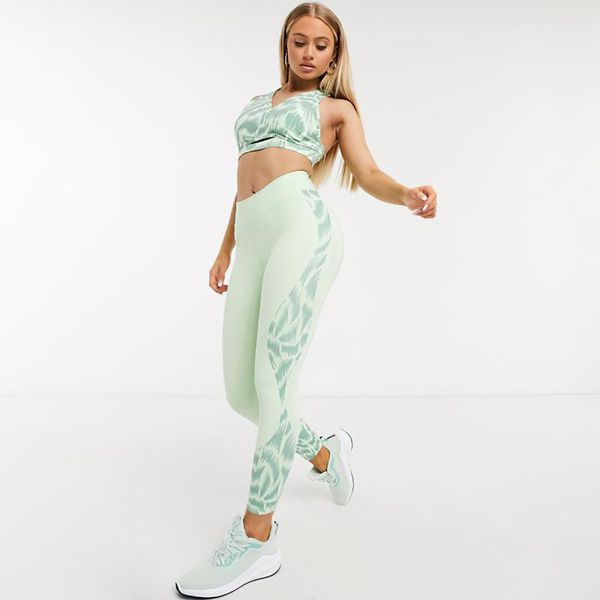 

yoga outfits peneran 2021 print workout sport clothes for women sportswear suit fitness outfit femme gym leggings set active wear, White;red