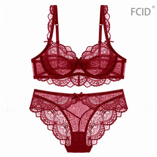 

59% off factory outlet store fcid bra set lace thin gathered allure vimy underwear, Red;black