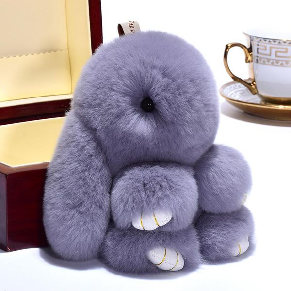 

keychains 18cm fashion rex furs monster keychain ring holder pendant bag car charm tag fluffy toy doll fur, Silver