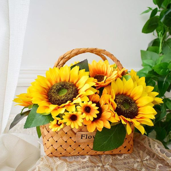 

decorative flowers & wreaths sunflowers silk artificial bouquets for party home garden christmas wedding festival event decoration fake