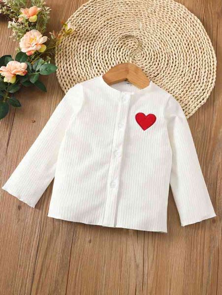 

baby heart embroidery tee she, Blue