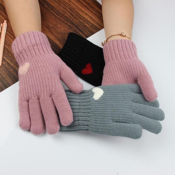 

sports gloves knitted wool with velvet mittens women's winter thick double-layer hand warmer cold-proof outdoor cycling, Black