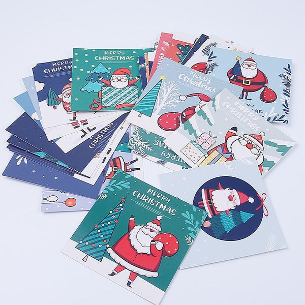 

greeting cards 30pcs/set creative diy christmas card cartoon santa snowman blessing message postcard papercraft
