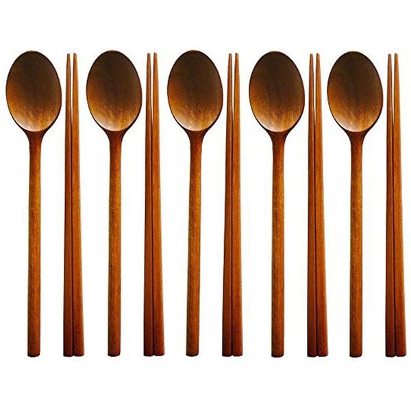 

dinnerware sets handmade jujube tree wooden korean combinations utensil,5 set of spoons and chopsticks