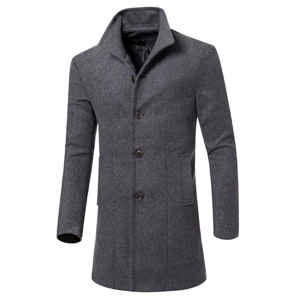 

men's wool & blends mrmt 2021 brand woolen coat jacket pure color lapel long men woollen overcoat for male man outer wear windbreaker, Black