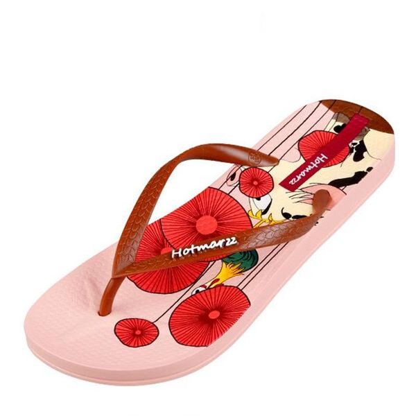 

slippers women seaside casual flip-flops print pvc material soft comfortable non-slip wear resistant beach, Black