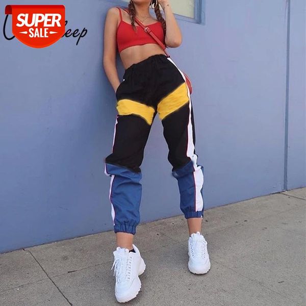 

weekeep women high waist patchwork pants black pencil pants streetwear cargo loose jogger trousers women 2019 sweatpants #sc3l, Black;white