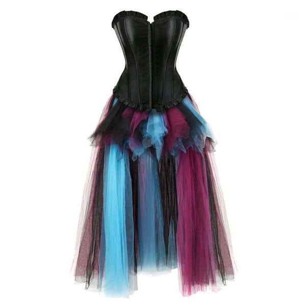

bustiers & corsets corset skirt steampunk medieval strapless with long tulle tutu masquerade party dresses basque korsage plus size, Black;white