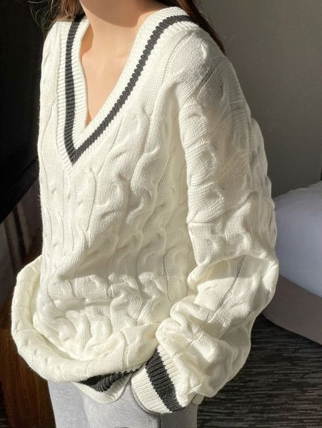 

dazy cable knit drop shoulder oversized cricket sweater o6vx#, White