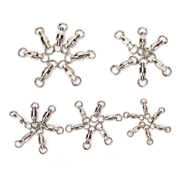 

20pcs 1-5 stainless steel tools bearing swivel with solid ring fishing swivel rolling connector fishing tackle