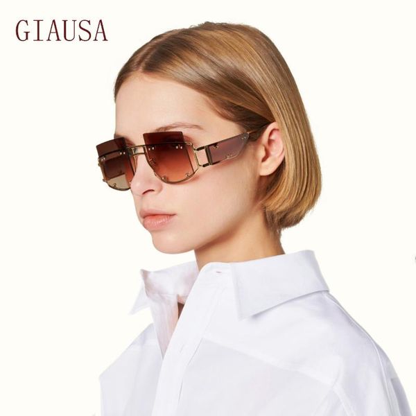 

sunglasses giausaeuropean and american fashion punk goggles rimless personality yellow glasses, White;black