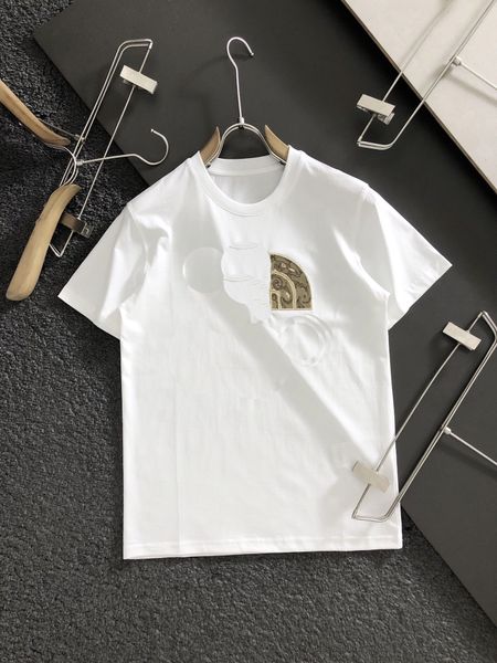 

designer brand t shirt summer men's and embroidered letter t-shirt loose casual women's round neck short sleeves, White