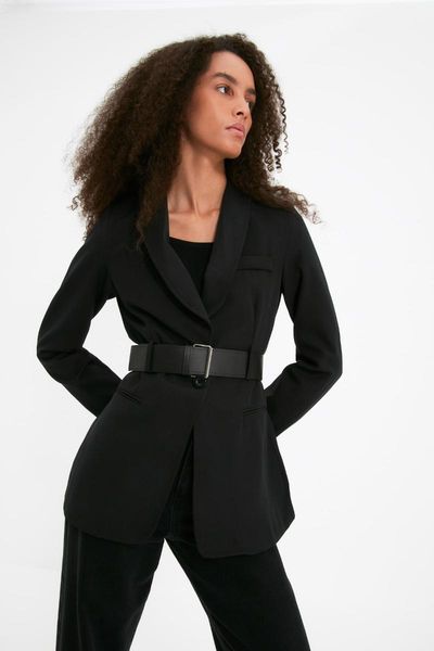 

women's jackets trendyol kemerli ceket twoaw22ce0452, Black;brown