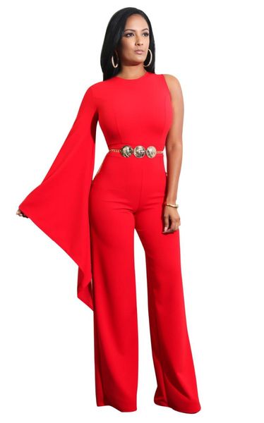 

women's jumpsuits & rompers one shoulder irregular sleeve bodycon elegant jumpsuit o neck party women vintage night body overalls, Black;white
