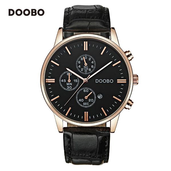 

wristwatches doobo watch men luxury genuine leather men's watches auto date business male clock relogio masculino reloj honmbre, Slivery;brown