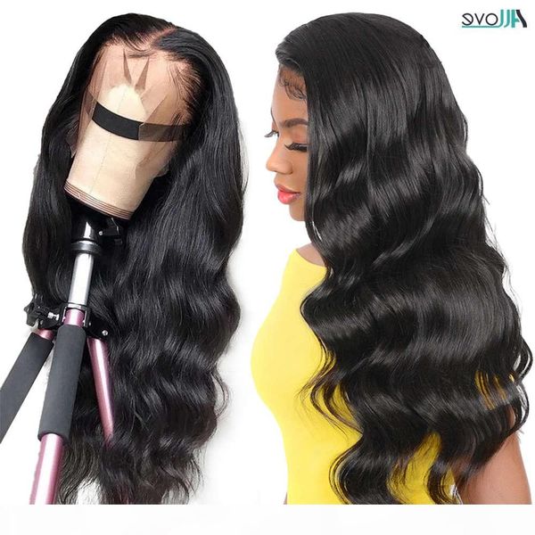 

allove pre plucked brazilian body wave front human hair wigs 360 lace frontal wig, Black;brown