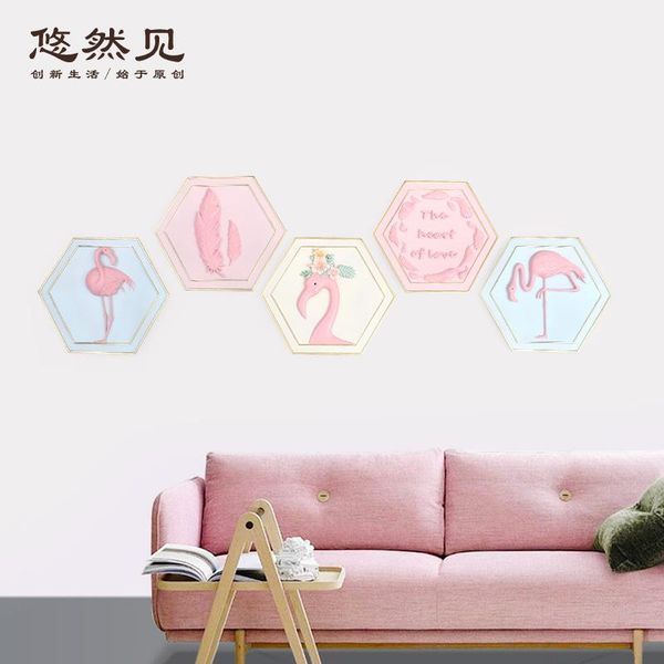 

decorative objects & figurines ins nordic cartoon resin charms flamingo wall home decor children's room hanging artwork decors christma