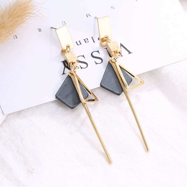 

2021 euro tij temperament shell south korea web celebrity multi-faceted personality long hanger tablet earrings vro, Golden