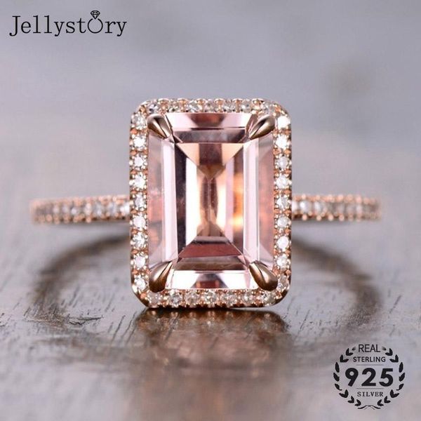 

cluster rings jellystory trendy women jewelry ring sqaure gemstone 925 sterling silver unique style rose gold color luxury gift wholesale 20, Golden;silver