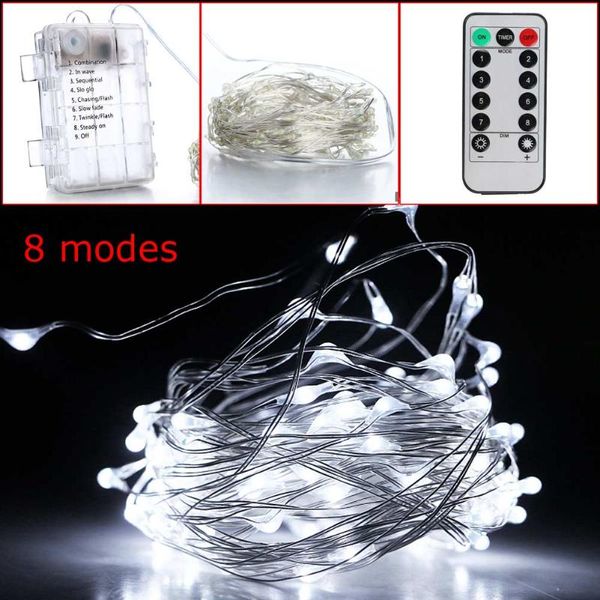 

strips 10m 100led battery operated led string light waterproof wireless remote control dimmable starry fairy for indoor