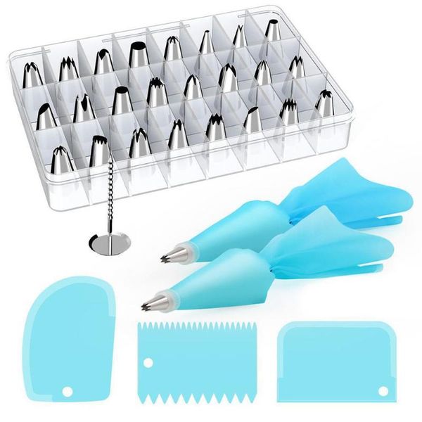 

baking & pastry tools kitchen diy icing piping cream bag + tips set cake cookies decorating