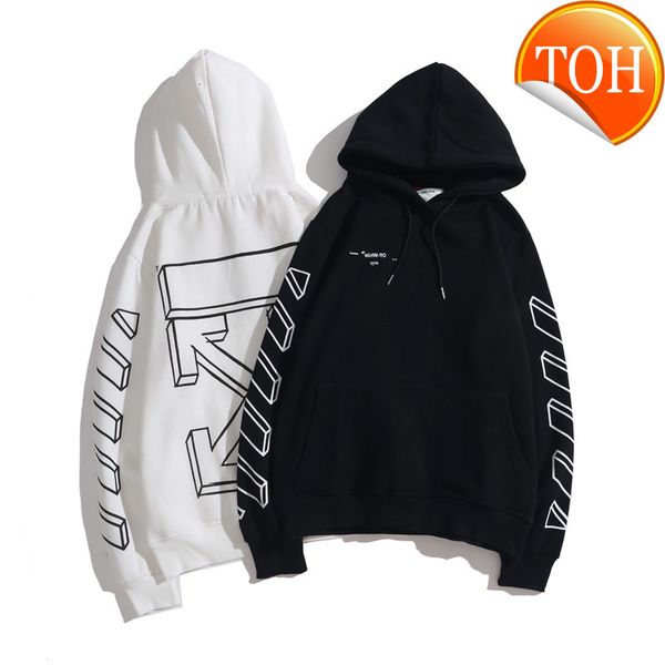 

tide brand new off 19fw street white black and sketch line style pullover hoodie couple's sweater