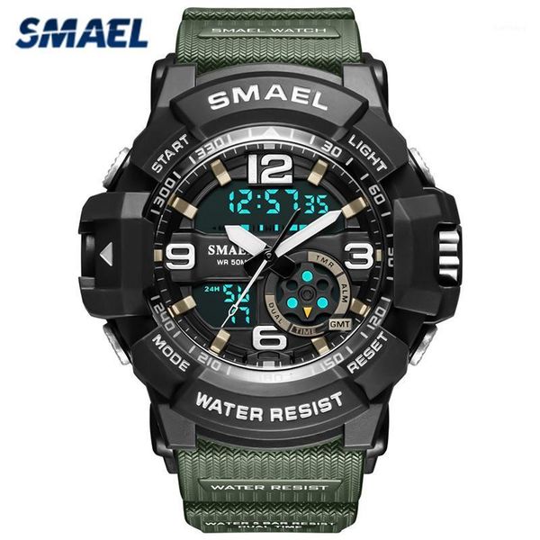 

5bar waterproof watch led light digital watches men's sports alarm dual time military quartz wristwatches horloges mannen, Slivery;brown