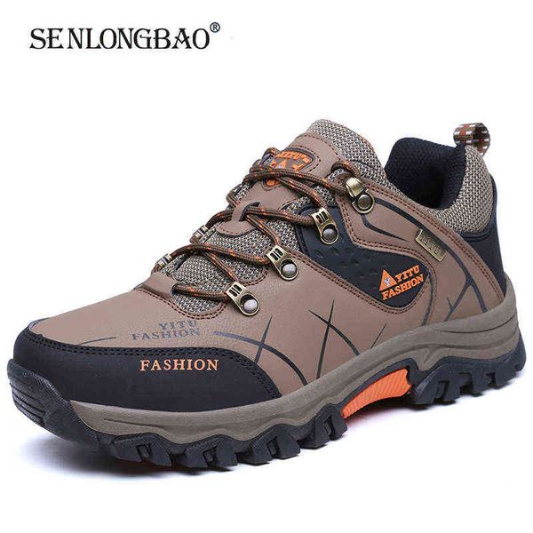 

brand spring autumn men work casual shoes men outdoors leather round toe sneakers men climbing hiking shoes big size 39-47 220105, Black;brown