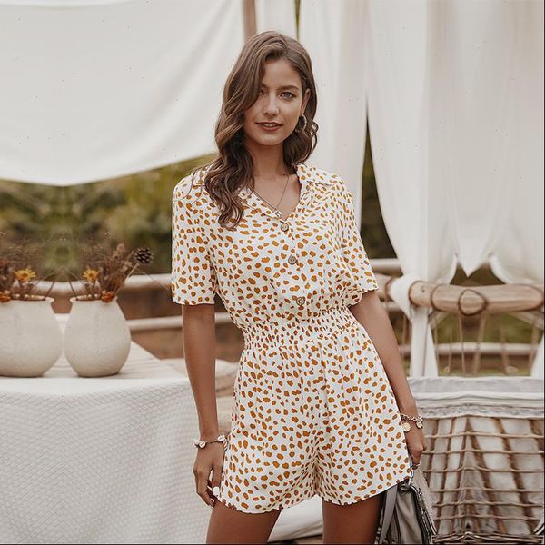 

2020 new fashion slim summer playsuits women loose short sleeve casual print playsuits drop shipping good quality, Black;white