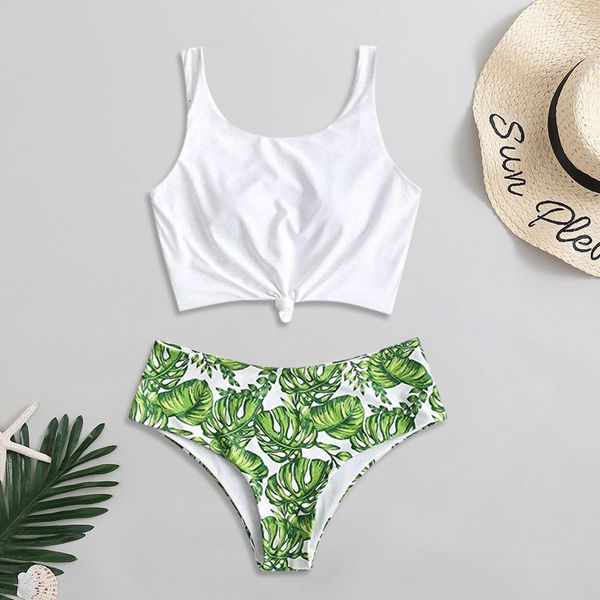 

summer women clothing set two pieces print padded swimwear batsuit brazilian bikini 2020 beachwear, White;black
