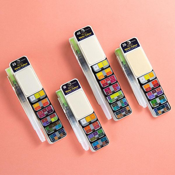 

gift sets blue set 18 color superior portable solid watercolor paint with water brush pen paints pigment