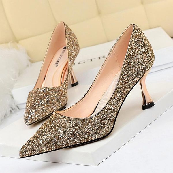 

dress shoes luxury women wedding 2021 fashion bling high heels woman thin drop, Black