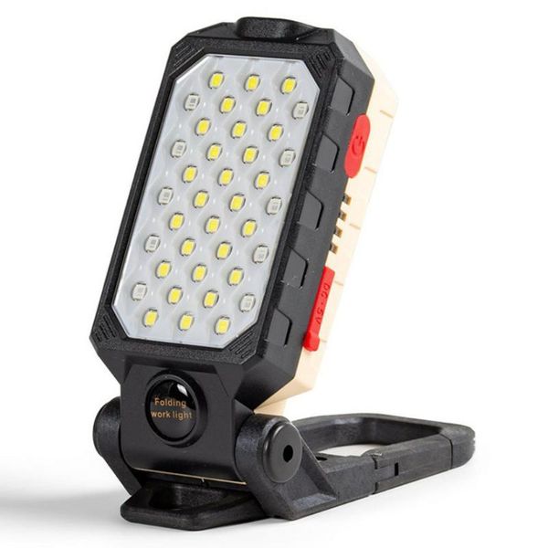 

portable lanterns black w598b small 28-eye cob work light with built-in bracket carabiner for charging electronic devices