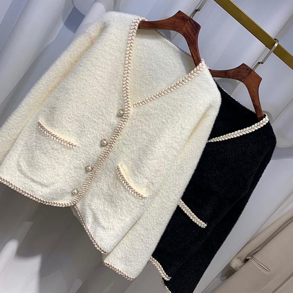 

women's jackets sweet loose lazy style small fragrance coat women korean v-neck jacket fashion lady winter female streetwear 2021 outer, Black;brown