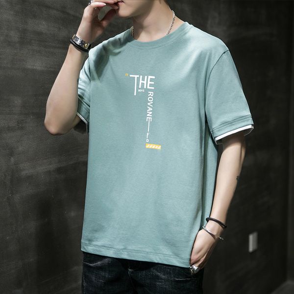 

men's t shirts summer cotton short t-shirt fashion sports round neck loose half sleeve cloth, White;black