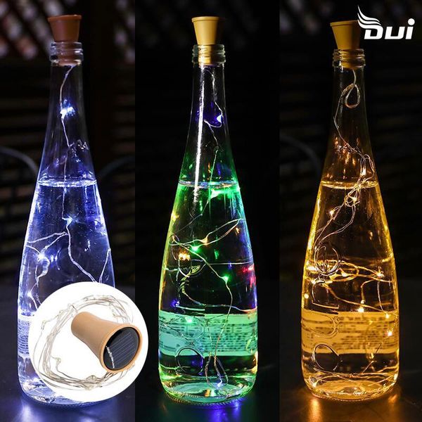 

10led 15led garland wine bottle solar light cork fairy wire string outdoor light copper garland lights christmas fairy led