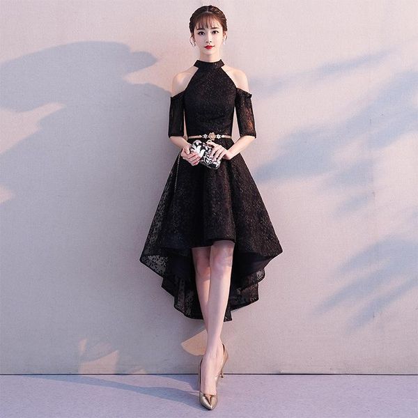 

ethnic clothing off shoulder cheongsam lace perspective pleated evening party dress flower embroidery qipao garment sleeves halter vest, Red