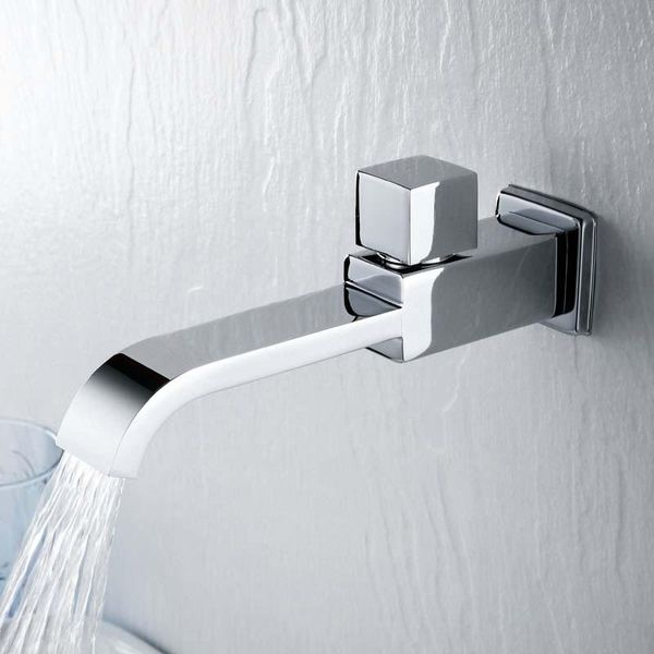 

bathroom sink faucets water faucet wall mounted single cold taps black rectangular brass extended mop pool tap garden outdoor