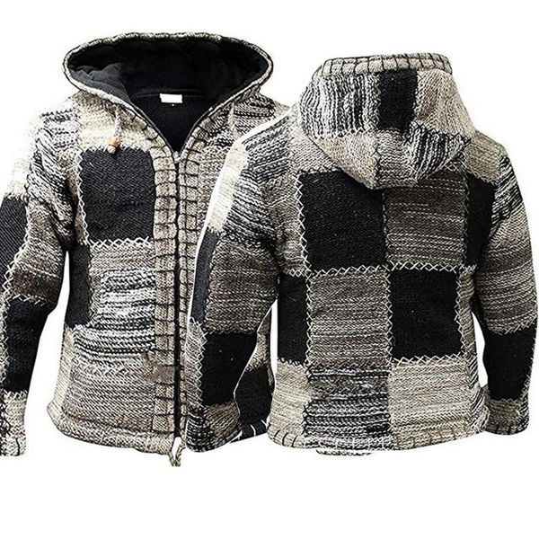

2021zipper jacket men autumn winter casual fleece patchwork coats bomber male fashion hooded male outwear winter jacket for men, Black;brown