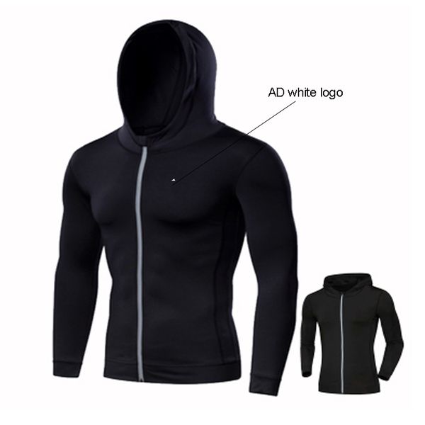 

spring autumn 2021 fashion fitness sports jacket men's reflective hooded zipper jacket outdoor running trapeze fitness training hoodies, Black
