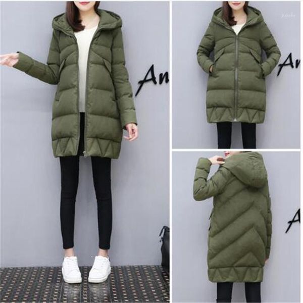 

2018 new fashion winter jackets and coat down jacket hooded cotton fur collar coat women warm outwear plus size1, Black