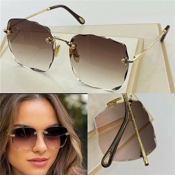 

new fashion design women popular sunglasses 161 square frameless wavy crystal cutting lens light color decorative protective eyewear, White;black