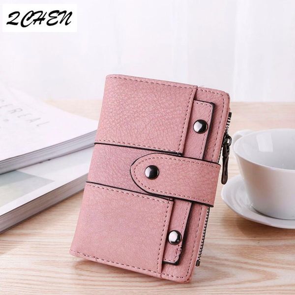 

wallets vertical ladies wallet fashion rivet design material pu leather short clutch bag three-fold multi-function zipper 181, Red;black