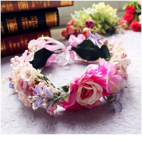

extravagant women flower wreath wedding girls party crown floral garlands bridesmaid hair accessories headpiece he qyllha